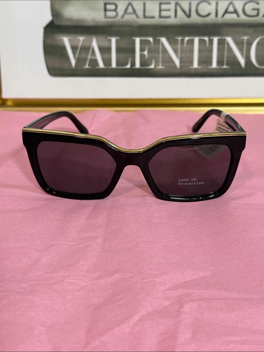 a new day Black Sunglasses with Gold Trim